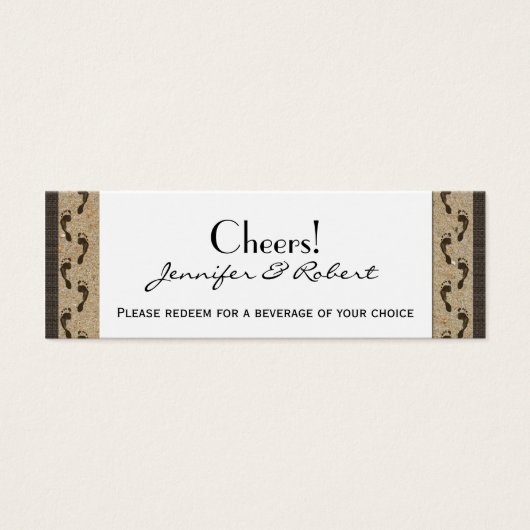 Fußspuren in den Sand Wedding Drink Tickets (Vorderseite)