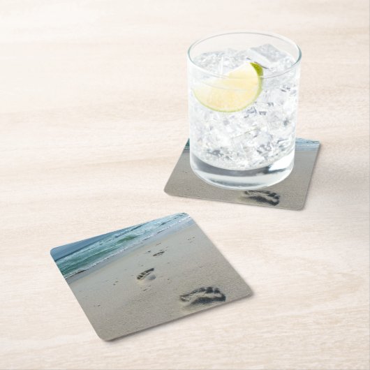 Fußspuren in Sand - Strand - Untersetzer (Vor Ort)