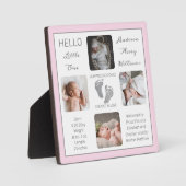 Fußspuren Mehrere Fotos rosa Birnenkeepake Fotoplatte (Vorderseite)