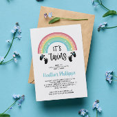 Fußspuren Rainbow Boy Twins Blue Baby Shower Invi Einladung