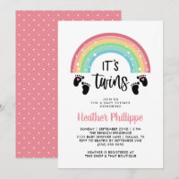 Fußspuren Rainbow Pink Girl Twins Baby Dusche