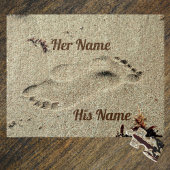 Fußstapfen Kuss im Sand Puzzle