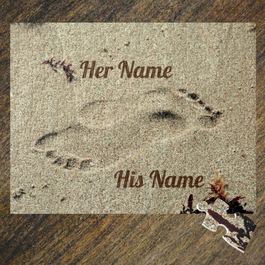 Fußstapfen Kuss im Sand Puzzle