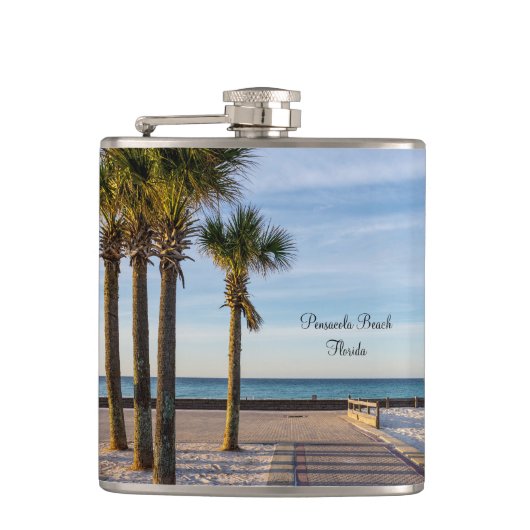 Fußweg zum Pensacola Beach Flask Flachmann (Vorderseite)