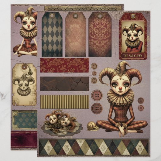 Fussy Cut Elements - Melancholoc Harlequin Briefbogen (Vorne/Hinten)