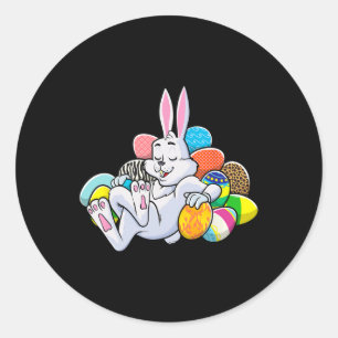 Fustermädchen Jungen Kleinkind Osterhase Runder Aufkleber