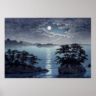 Futago Island Mondlicht Matsushima Kawase Hasui Poster
