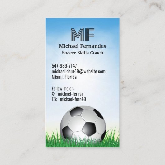 Futball Coach Business Card Visitenkarte (Vorderseite)