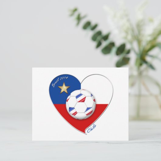 Fútbol "CHILE" 2014. Chilean National Soccer Postkarte (Stehend Vorderseite)