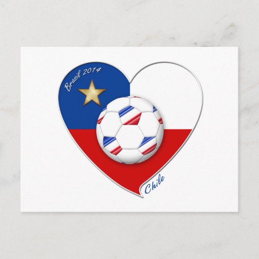 Fútbol "CHILE" 2014. Chilean National Soccer Postkarte (Vorderseite)