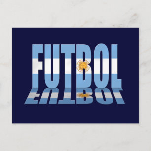 Futbol-Flagge mit dem Wort Fußball liebt Argentini Postkarte