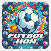 Futbol Mama Soccer Ball Muster Quadratischer Aufkleber (Vorderseite)
