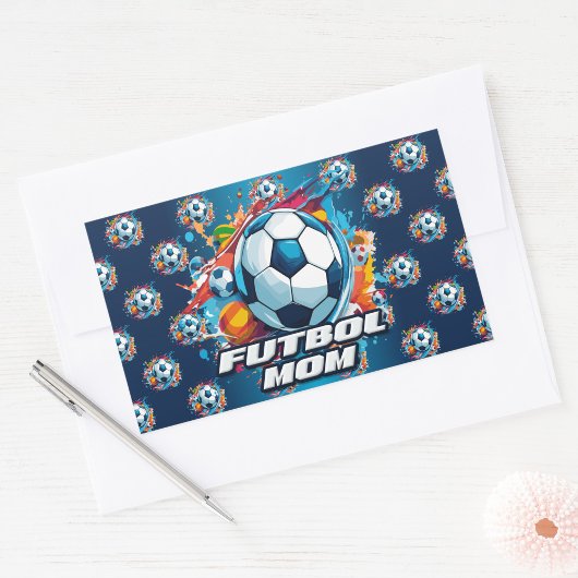 Futbol Mama Soccer Ball Muster Rechteckiger Aufkleber