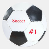 Futbol Soccer Ball Sport Name und Alter Runder Aufkleber (Vorderseite)