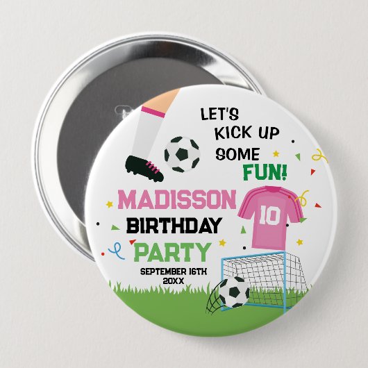 Futbol Soccer Birthday party Button (Vorne & Hinten)