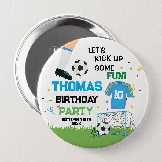 Futbol Soccer Birthday party Button (Vorne & Hinten)