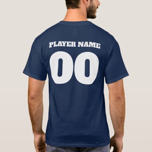 Futbol Soccer Team Name & Number Template T-Shirt (Rückseite)