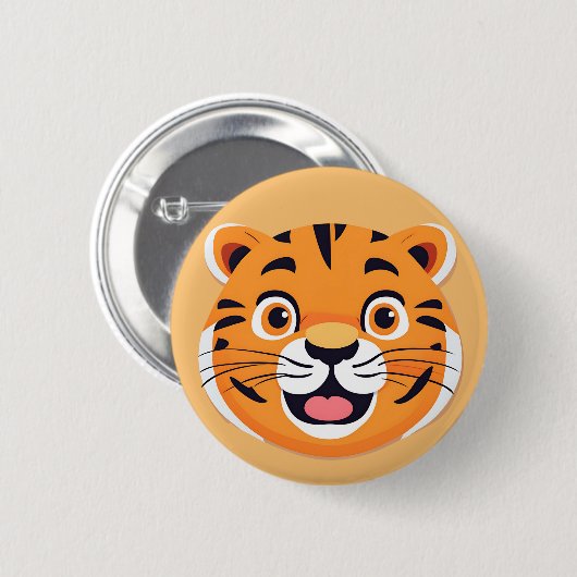 Futiger tiger Face Safari Wilder Dschungel Geburts Button (Vorne & Hinten)