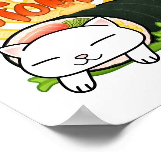 Futomaki Sushi Cat Poster (Ecke)