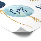 Futter und bevorzugt blaue Ballons Baby Duschjunge Poster (Ecke)