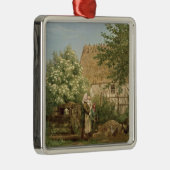 Füttern der Hühner Silbernes Ornament (Rechts)