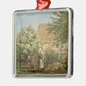 Füttern der Hühner Silbernes Ornament (Links)