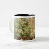 Füttern der Hühner Zweifarbige Tasse (Vorderseite Links)