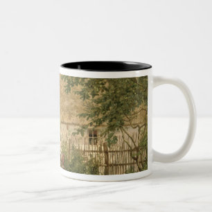 Füttern der Hühner Zweifarbige Tasse