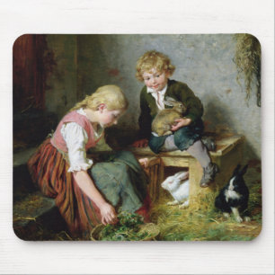 Füttern der Kaninchen Mousepad