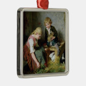 Füttern der Kaninchen Silbernes Ornament (Rechts)