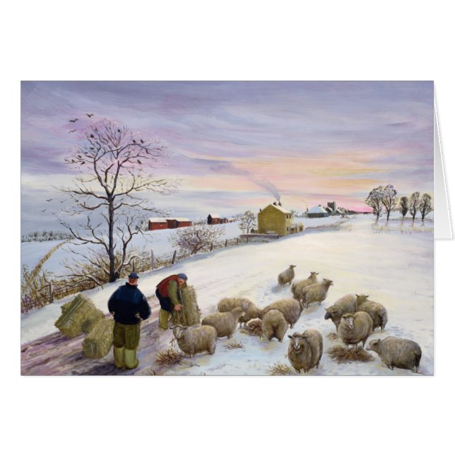 Füttern der Schafe im Winter (Vorderseite (Horizontal))