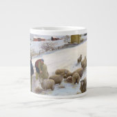 Füttern der Schafe im Winter Jumbo-Tasse (Vorderseite)