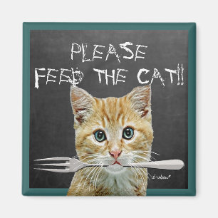 Füttern Sie bitte die Katze! - Magnet