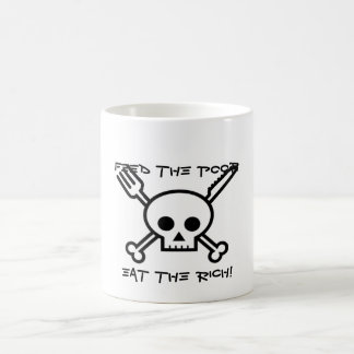 Füttern Sie die Armen essen die reiche Kaffeetasse
