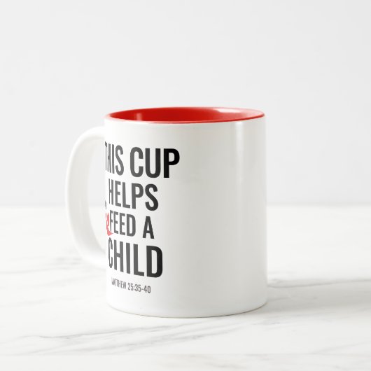 Füttern Sie eine Kinderscripture-Tasse Zweifarbige Tasse (Vorderseite Links)