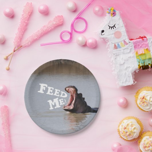 Füttern Sie mich! Flusspferd Pappteller (Party)