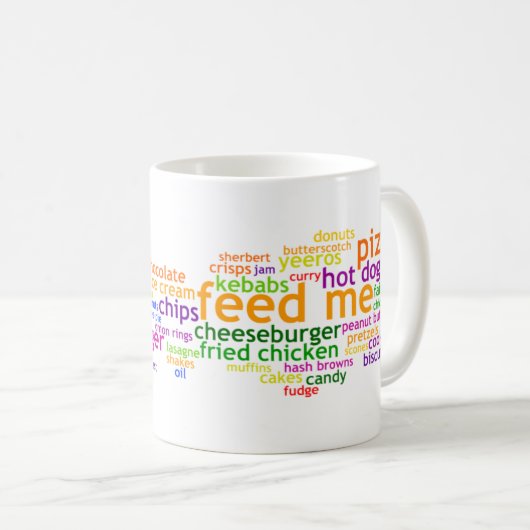 Füttern Sie mir Wordle Kaffeetasse (VorderseiteRechts)