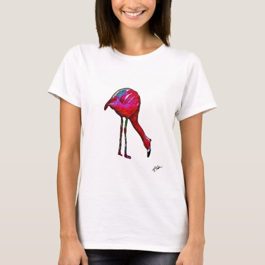 Fütternd Flamingo im Abstrakten T - Shirt (Vorderseite)