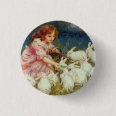 Fütternd Hasen Button (Vorderseite)