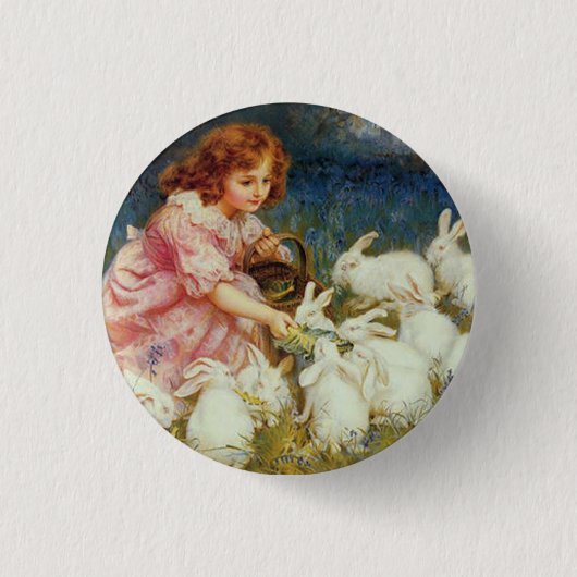Fütternd Hasen Button (Vorderseite)