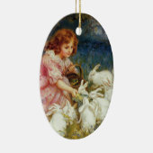 Fütternd Hasen Keramik Ornament (Rechts)