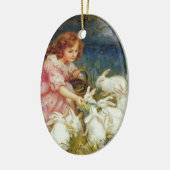 Fütternd Hasen Keramik Ornament (Links)