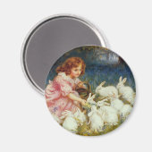 Fütternd Hasen Magnet (Vorderseite/Rückseite)