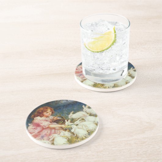 Fütternd Hasen Untersetzer (Seite)