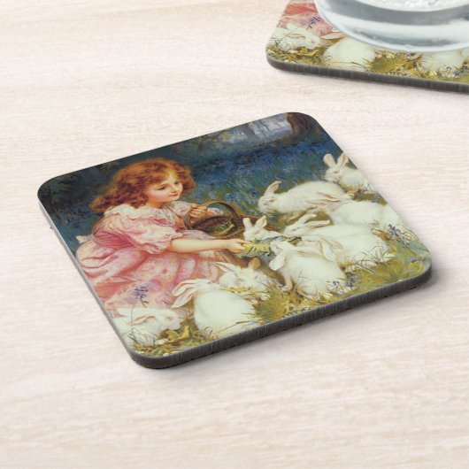 Fütternd Hasen Untersetzer (Linke Seite)