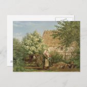 Fütternd Hühner Postkarte (Vorne/Hinten)