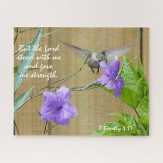 Fütternd Hummingbird w Verse ab 2 Timothy 4:17 Puzzle