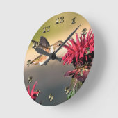 Fütternd Hummingvogel-Blume Runde Wanduhr (Winkel)