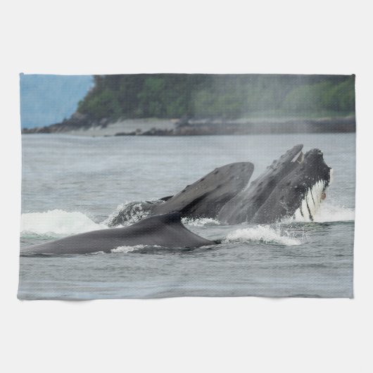 Fütternd Humpbackwale Geschirrtuch (Horizontal)