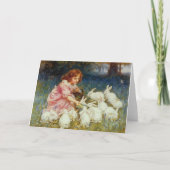 Fütternd Kaninchen Feiertagskarte (Vorderseite)